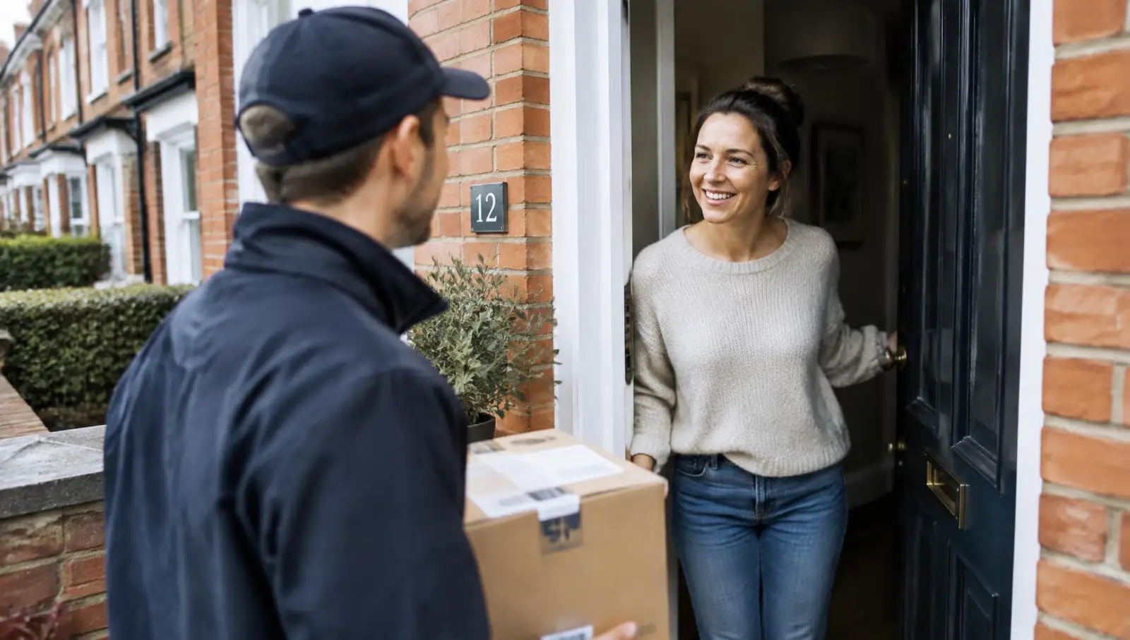 Parcel being delivered to a front door