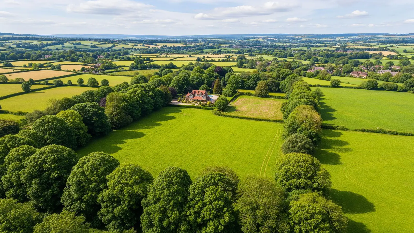 Aerial view of countryside land
